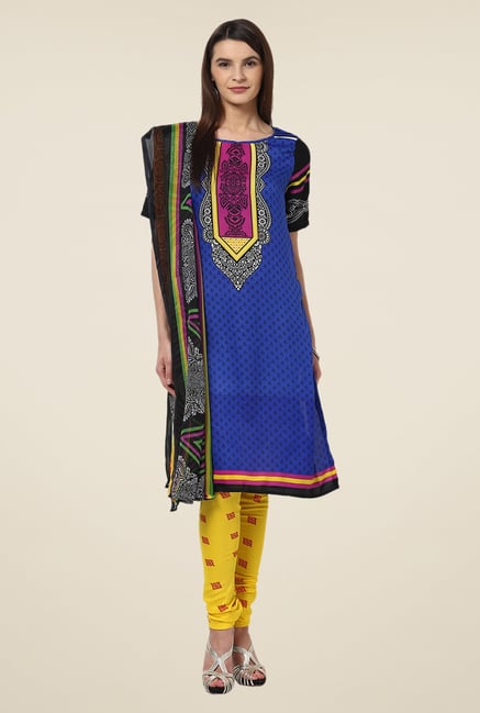 Yepme Blue & Yellow Priska Salwar Suit Set Yepme Blue & Yellow Priska Salwar Suit Set