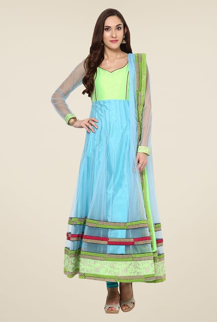 Yepme Green & Blue Zenomi Salwar Suit Set Yepme Green & Blue Zenomi Salwar Suit Set