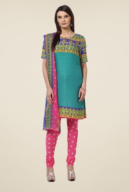 Yepme Teal & Pink Priska Salwar Suit Set Yepme Teal & Pink Priska Salwar Suit Set