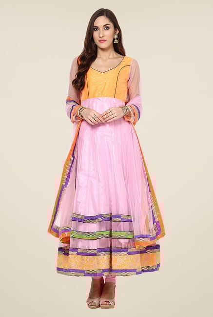Yepme Orange & Pink Zenomi Salwar Suit Set Yepme Orange & Pink Zenomi Salwar Suit Set