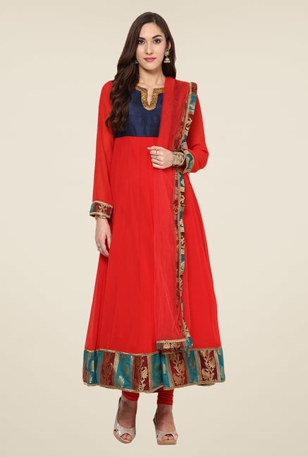 Yepme Navy & Red Zenzi Salwar Suit Set Yepme Navy & Red Zenzi Salwar Suit Set