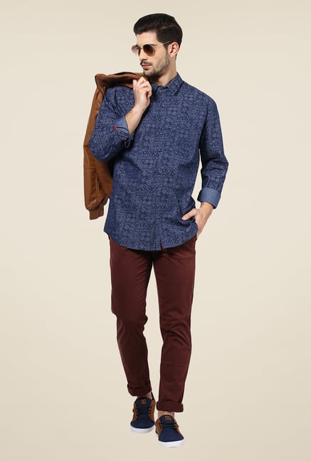 Yepme Dark Blue Warren Printed Party Shirt Yepme Dark Blue Warren Printed Party Shirt