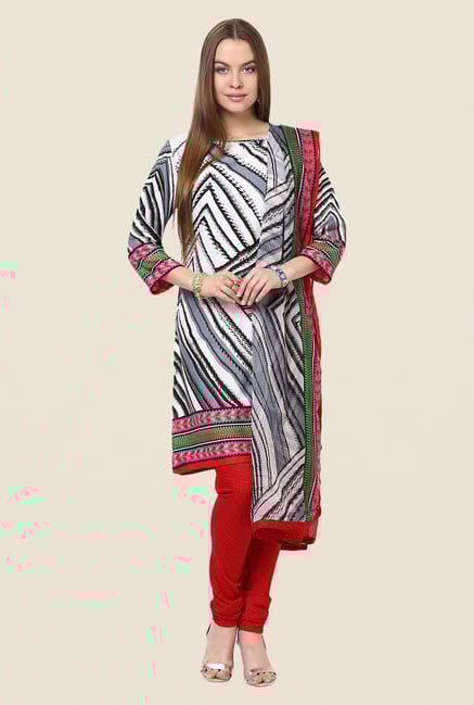 Yepme Grey & Red Priska Salwar Suit Set Yepme Grey & Red Priska Salwar Suit Set