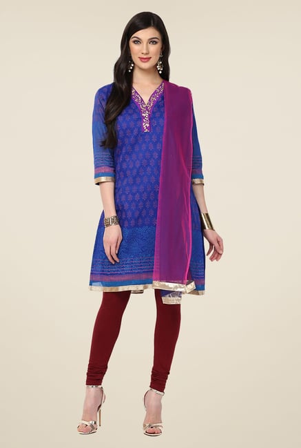 Yepme Royal Blue & Maroon Aoumli Salwar Kameez Set Yepme Royal Blue & Maroon Aoumli Salwar Kameez Set