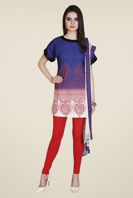 Yepme Blue & Red Vendeta Kurti Set Yepme Blue & Red Vendeta Kurti Set