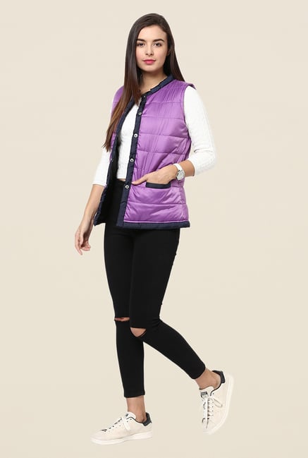 Yepme Purple Jamie Sleeveless Jacket Yepme Purple Jamie Sleeveless Jacket