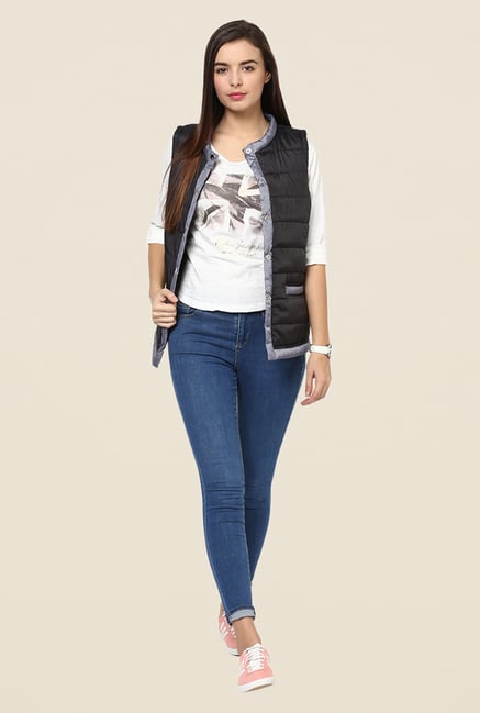 Yepme Black Jamie Sleeveless Jacket Yepme Black Jamie Sleeveless Jacket