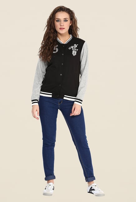 Yepme Black & Grey Elena Full-sleeved Jacket Yepme Black & Grey Elena Full-sleeved Jacket