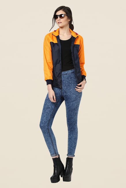Yepme Navy & Orange Klara Full-sleeved Jacket Yepme Navy & Orange Klara Full-sleeved Jacket