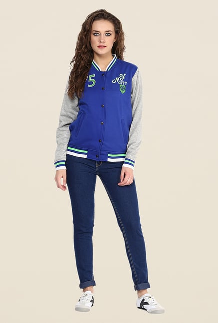 Yepme Blue & Grey Elena Full-sleeved Jacket Yepme Blue & Grey Elena Full-sleeved Jacket