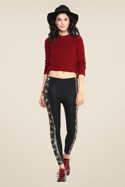Yepme Jackui Black & Grey Party Leggings Yepme Jackui Black & Grey Party Leggings