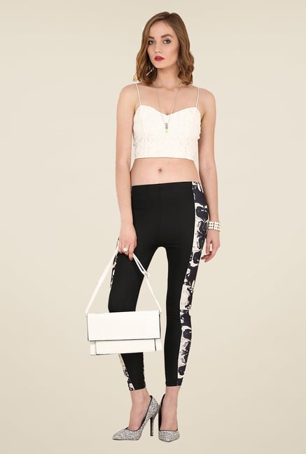 Yepme Jackui Black & White Party Leggings Yepme Jackui Black & White Party Leggings