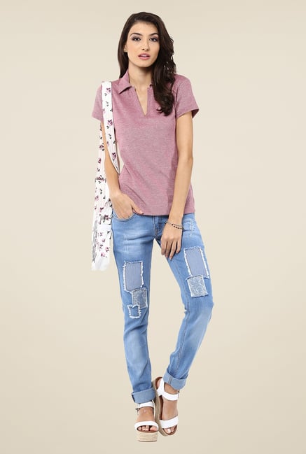 Yepme Perry Mauve Polo T Shirt Yepme Perry Mauve Polo T Shirt