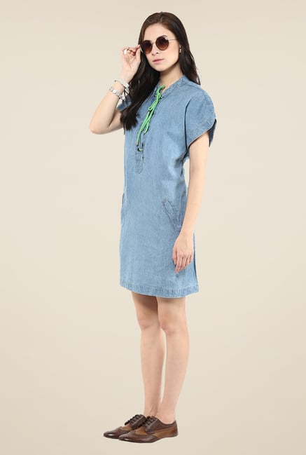 Yepme Blue Tie-up Denim Dress Yepme Blue Tie-up Denim Dress