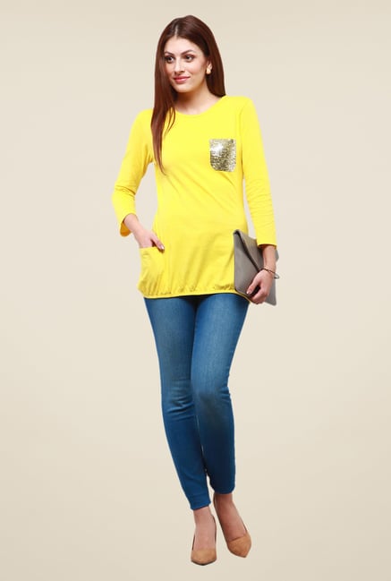 Yepme Yellow Amy Sequin Top Yepme Yellow Amy Sequin Top