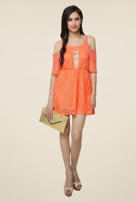 Yepme Fiona Orange Lace Dress Yepme Fiona Orange Lace Dress