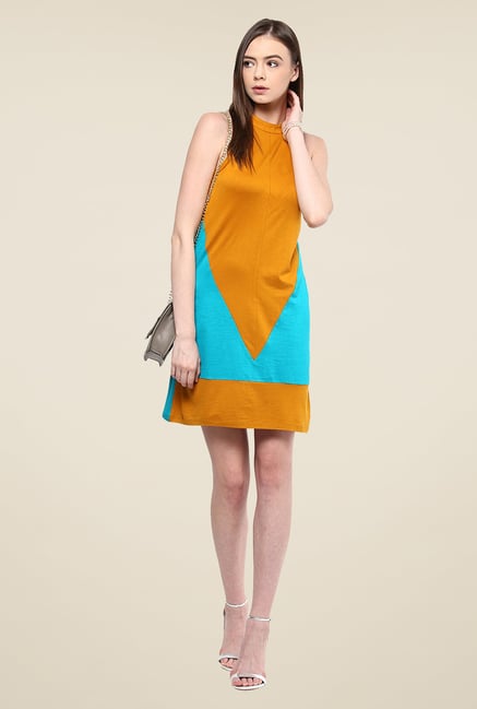 Yepme Cathy Mustard & Green Shift Dress Yepme Cathy Mustard & Green Shift Dress