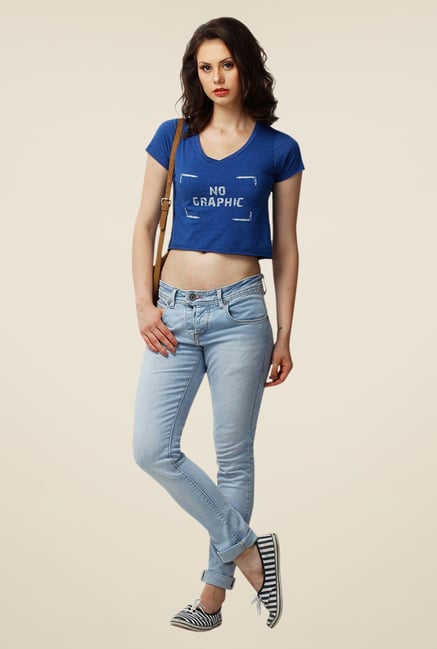 Yepme Blue Carmela Short Sleeve Premium Top Yepme Blue Carmela Short Sleeve Premium Top
