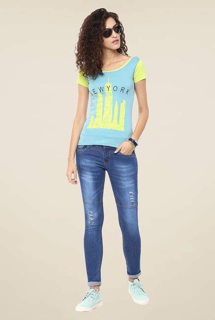Yepme Blue Dynah Distressed Denim Jeans Yepme Blue Dynah Distressed Denim Jeans