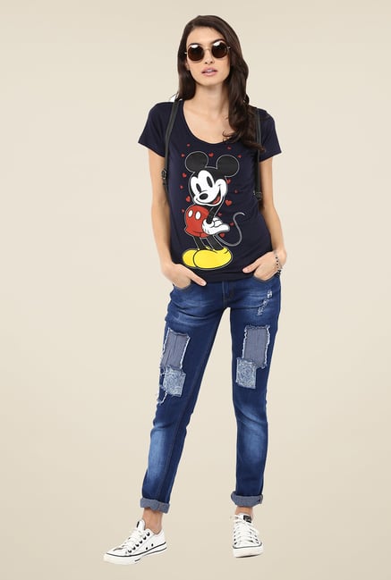 Yepme Blue Junia Patchwork Denim Cotton Polyblend Jeans Yepme Blue Junia Patchwork Denim Cotton Polyblend Jeans