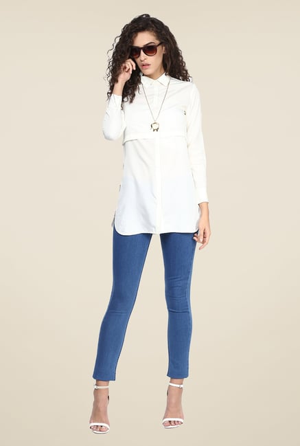 Yepme Ivory Solid Long Top Yepme Ivory Solid Long Top