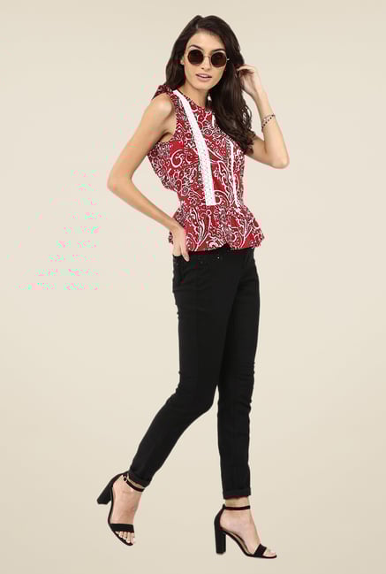 Yepme Maroon Tabetha Ruffle Top Yepme Maroon Tabetha Ruffle Top