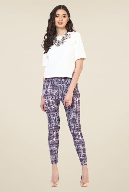 Yepme Ellise Violet & Black Party Leggings Yepme Ellise Violet & Black Party Leggings