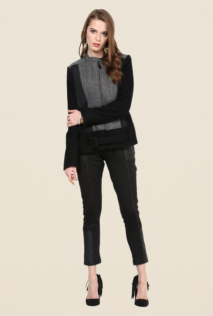 Yepme Black & Grey Piera Full-sleeved Jacket Yepme Black & Grey Piera Full-sleeved Jacket