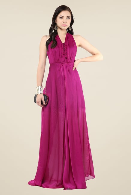 Yepme Magenta Tie-up Maxi Dress Yepme Magenta Tie-up Maxi Dress