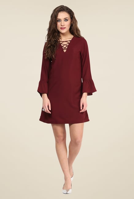 Yepme Marcie Maroon Shift Dress Yepme Marcie Maroon Shift Dress