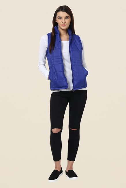 Yepme Dark Blue Sophie Sleeveless Jacket Yepme Dark Blue Sophie Sleeveless Jacket
