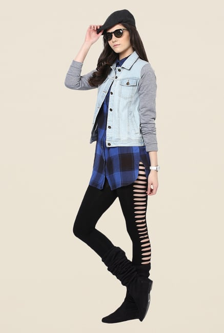 Yepme Light Blue Tiffany Full-sleeved Denim Jacket Yepme Light Blue Tiffany Full-sleeved Denim Jacket
