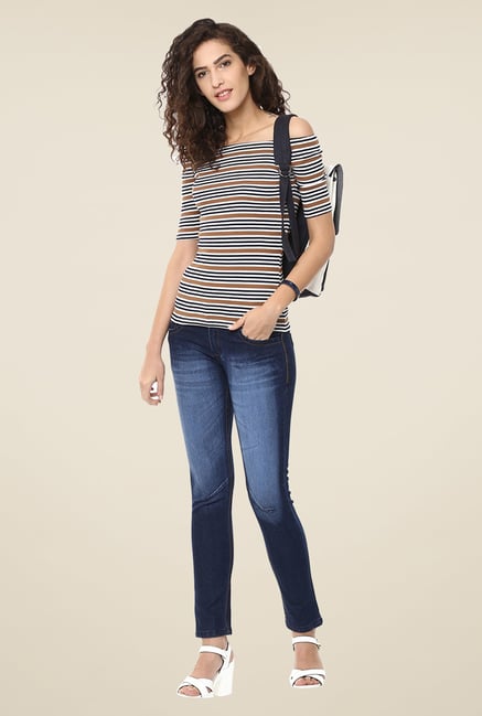 Yepme Blue Heavily Washed Denim Cotton Polyblend Jeans Yepme Blue Heavily Washed Denim Cotton Polyblend Jeans