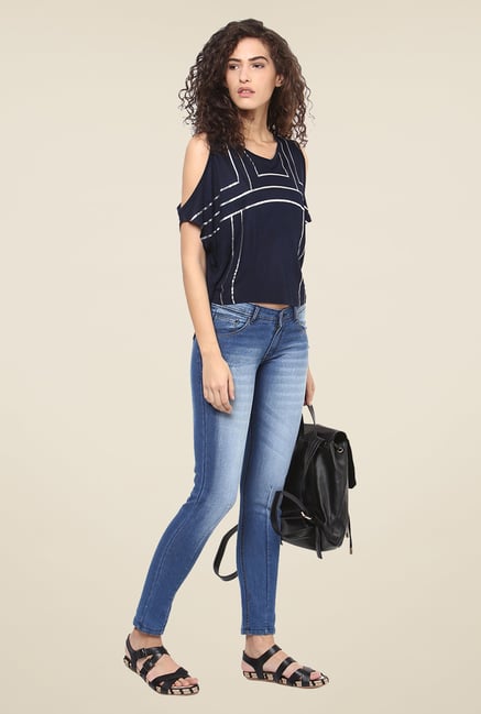 Yepme Blue Heavily Washed Denim Jeans Yepme Blue Heavily Washed Denim Jeans