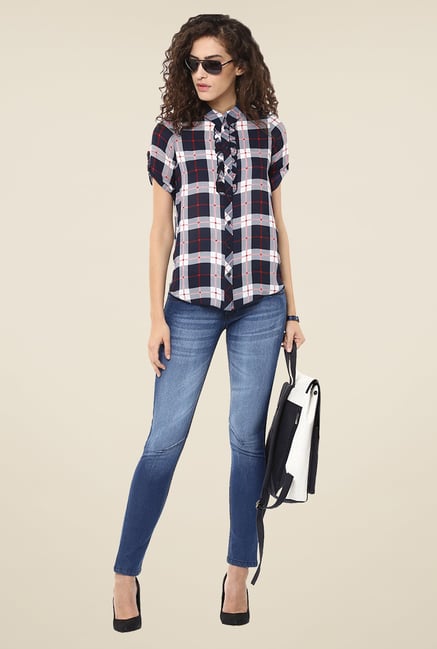 Yepme Blue Lusia Heavilly Washed Denim Jeans Yepme Blue Lusia Heavilly Washed Denim Jeans