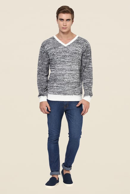 Yepme Grey & White Erick Sweater Yepme Grey & White Erick Sweater
