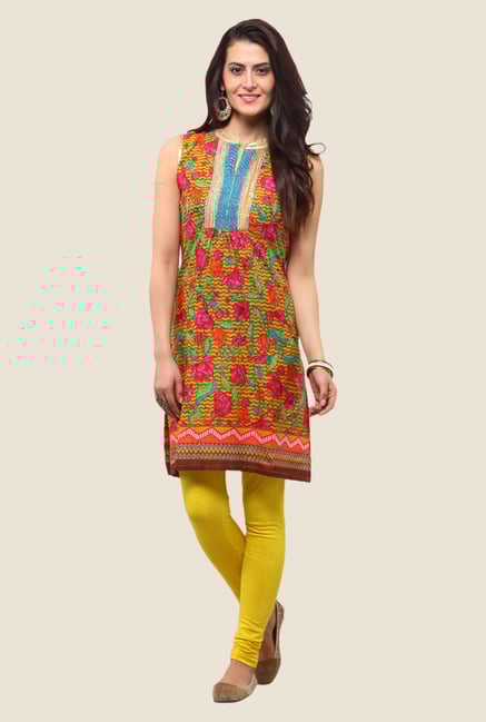 Yepme Dona Mustard & Pink Floral Print Kurti Yepme Dona Mustard & Pink Floral Print Kurti