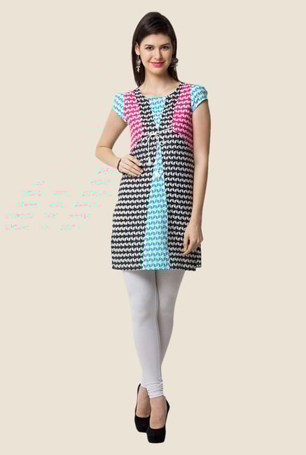 Yepme Eliza Black & Blue Printed Kurti Yepme Eliza Black & Blue Printed Kurti