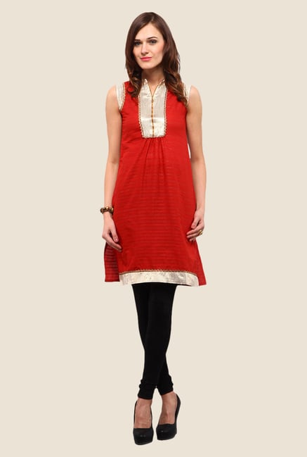 Yepme Jessica Orange & Silver Striped Kurti Yepme Jessica Orange & Silver Striped Kurti