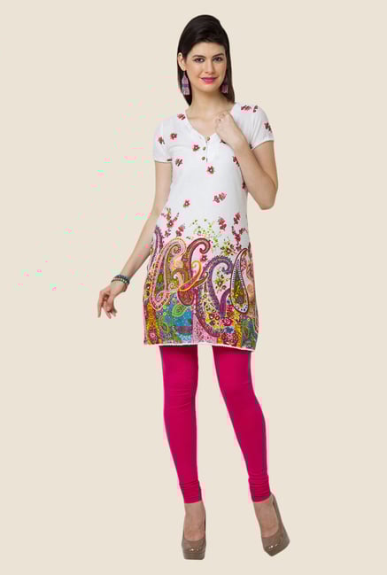 Yepme Alfie White & Pink Paisley Print Kurti Yepme Alfie White & Pink Paisley Print Kurti