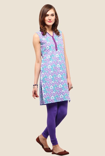 Yepme Carla Violet & Blue Floral Print Kurti Yepme Carla Violet & Blue Floral Print Kurti