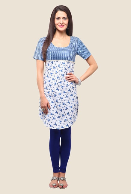 Yepme Viorica Blue & White Printed Kurti Yepme Viorica Blue & White Printed Kurti