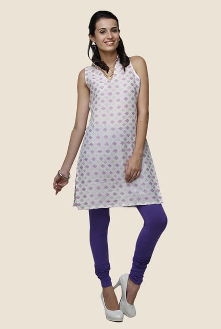 Yepme Layla White & Violet Printed Kurti Yepme Layla White & Violet Printed Kurti