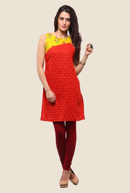 Yepme Lorraine Orange & Yellow Printed Kurti Yepme Lorraine Orange & Yellow Printed Kurti