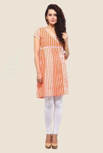Yepme Nicola Orange Angrakha Kurti Yepme Nicola Orange Angrakha Kurti
