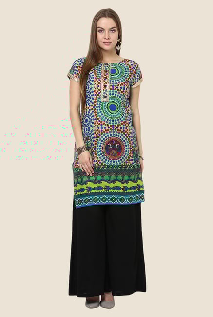Yepme Blue & Red Slora Printed Kurti Yepme Blue & Red Slora Printed Kurti