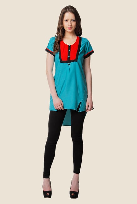 Yepme Sarah Teal & Red Kurti Yepme Sarah Teal & Red Kurti