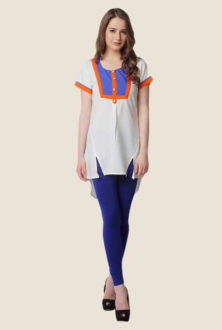 Yepme Sarah Ecru & Blue Kurti Yepme Sarah Ecru & Blue Kurti