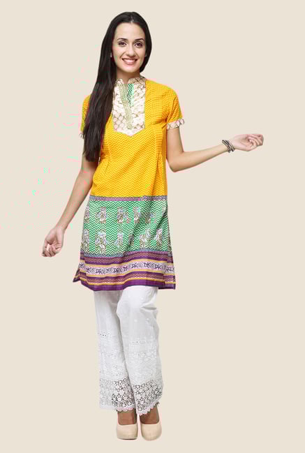Yepme Vanissa Yellow & Green Printed Kurti Yepme Vanissa Yellow & Green Printed Kurti