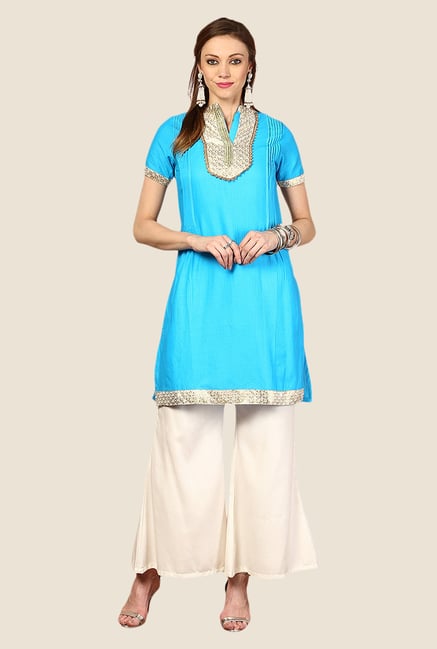 Yepme Blue Kira Solid Kurti Yepme Blue Kira Solid Kurti